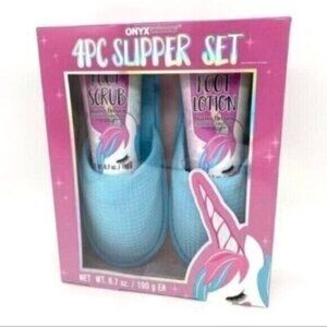 Onyx Bathhouse Women's 4 Piece Slipper Spa Gift Set New